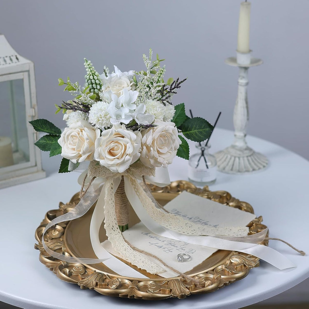 Artificial Silk Rose and Hydrangea Bouquet