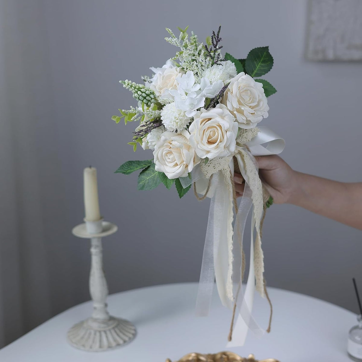 Artificial Silk Rose and Hydrangea Bouquet