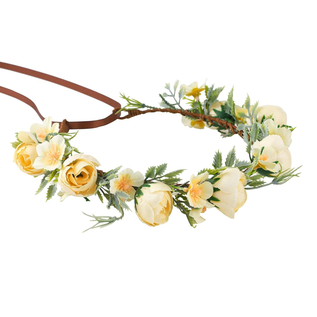 Adjustable Artificial Floral Crown Headband