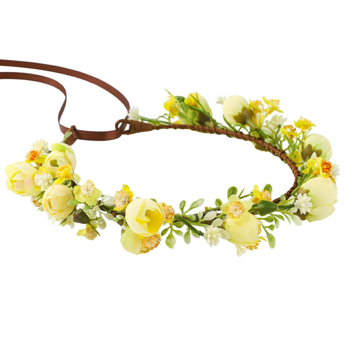 Adjustable Artificial Floral Crown Headband