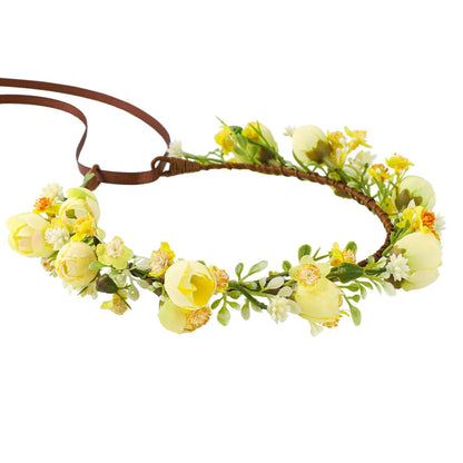 Adjustable Artificial Floral Crown Headband