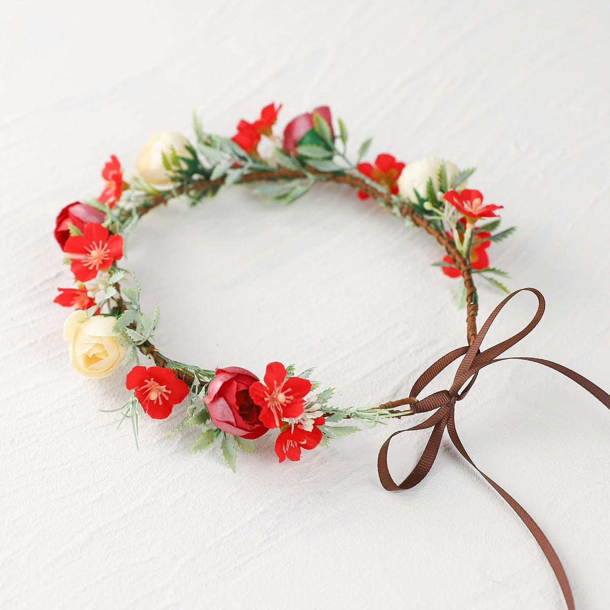 Adjustable Artificial Floral Crown Headband