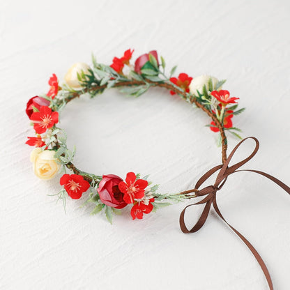 Adjustable Artificial Floral Crown Headband