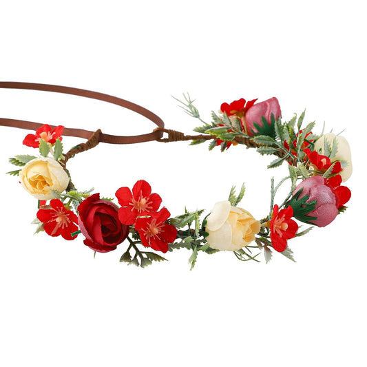 Adjustable Artificial Floral Crown Headband