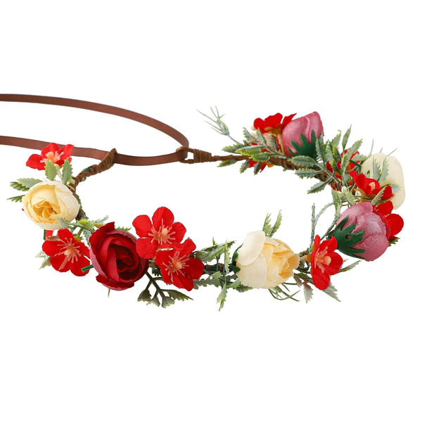 Adjustable Artificial Floral Crown Headband