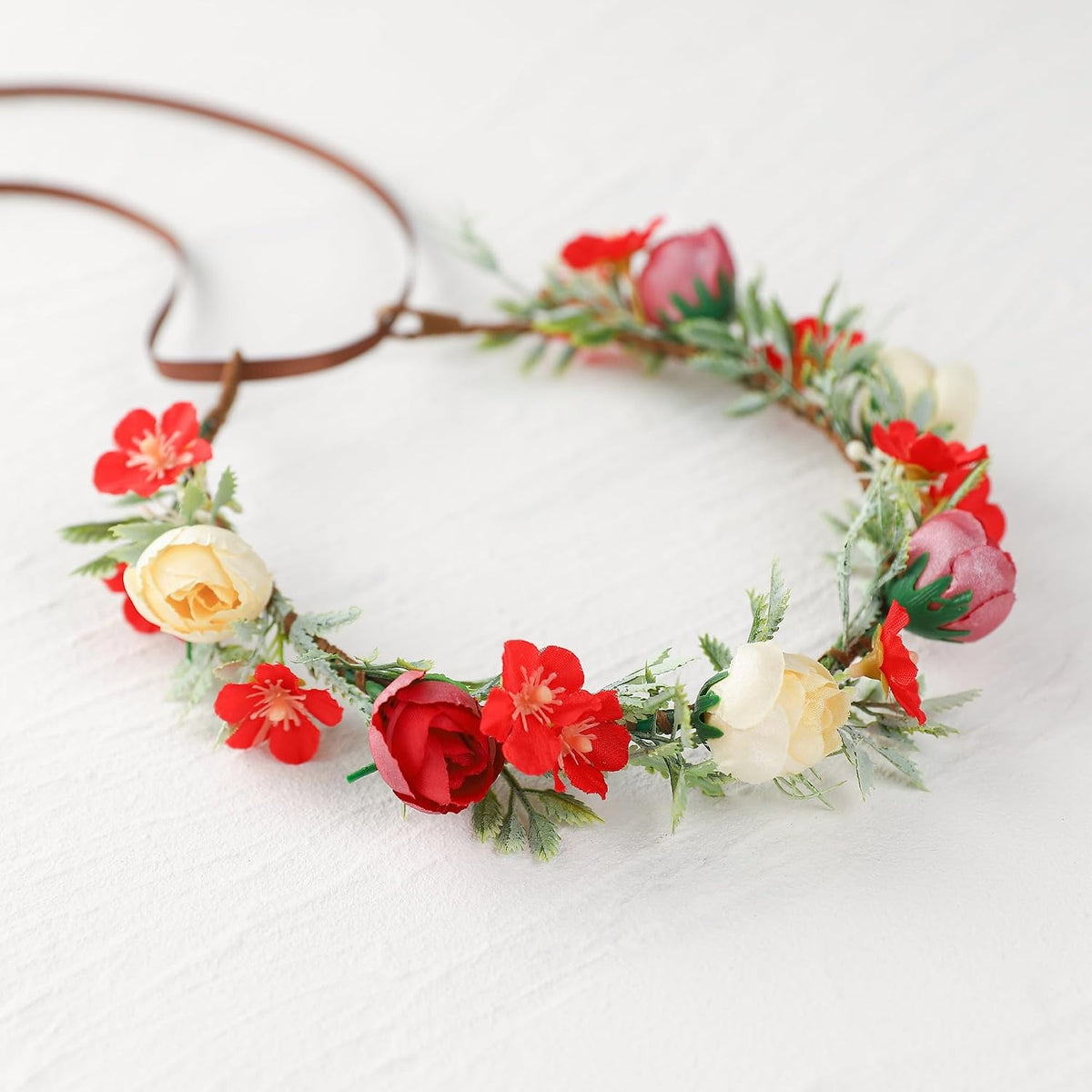Adjustable Artificial Floral Crown Headband