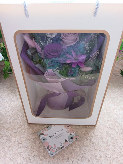Preserved Rose Floral Bouquet with Window Gift Box