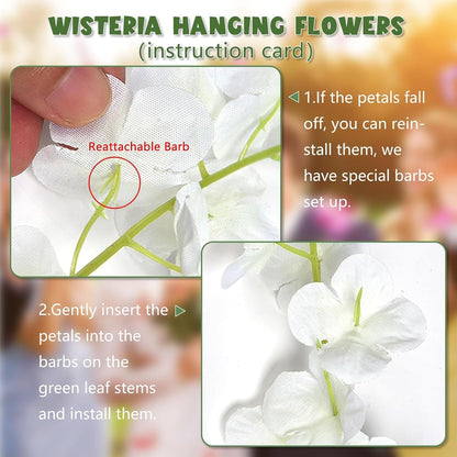 5-Piece Artificial Silk Wisteria Hanging Garland