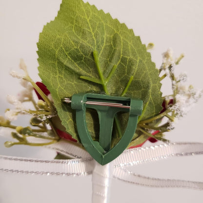 2-Piece Artificial Silk Rose Corsage and Boutonniere Set