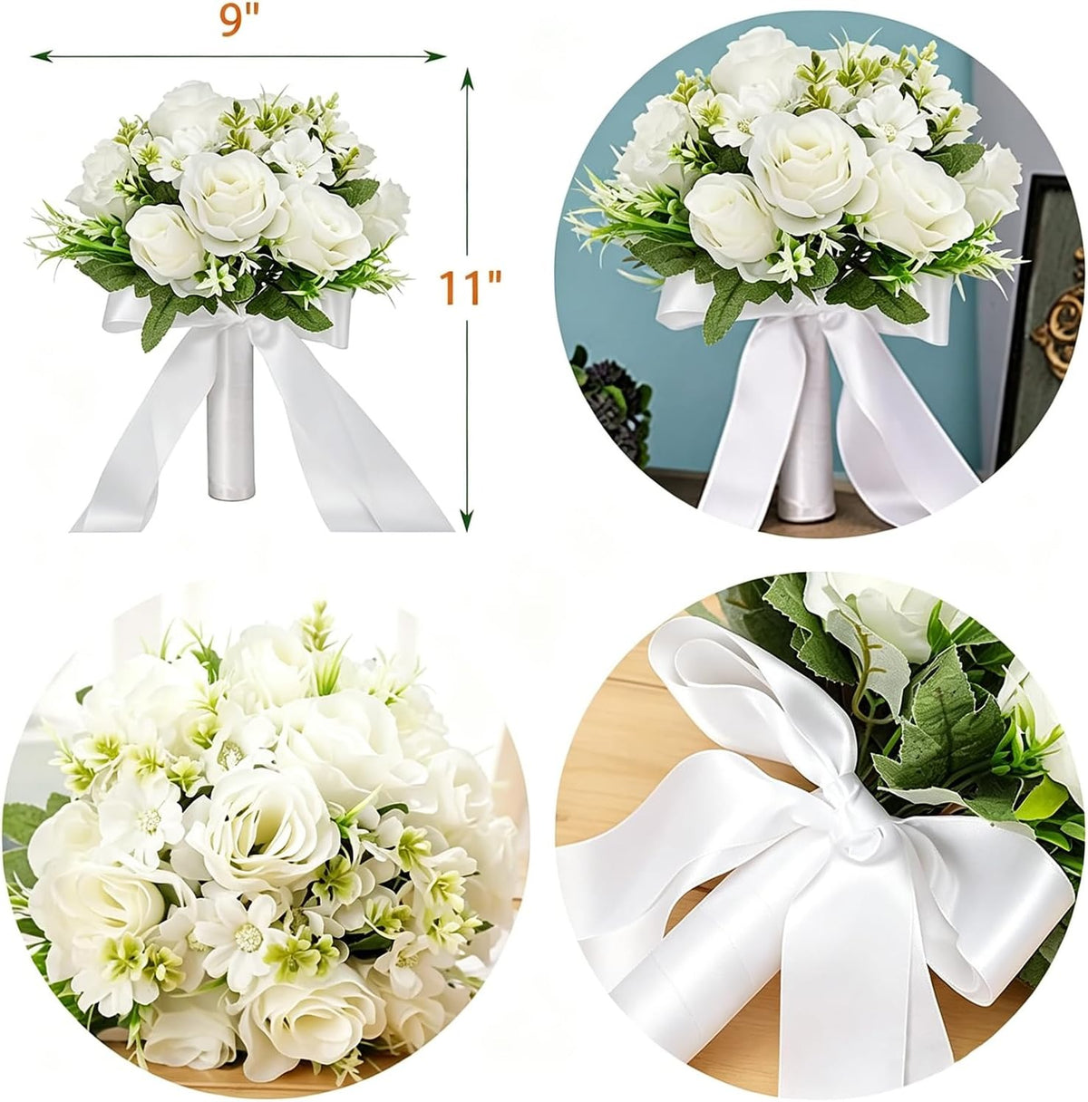 Artificial Silk Rose Bridal Bouquet
