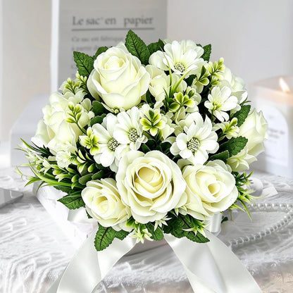 Artificial Silk Rose Bridal Bouquet